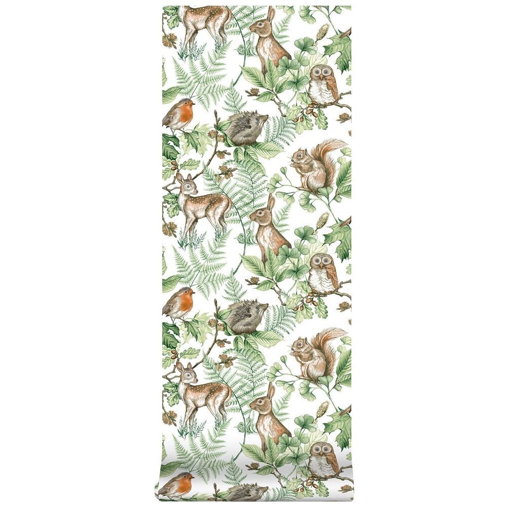 Woodland Animals Natural pre pasted Wallpaper, 396"‎  length x 20.5" Wide Nature